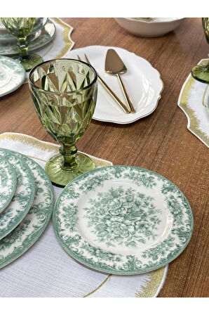 Kosova Yemek Takımı 44 Parça 6 Kişilik Green Rosabella