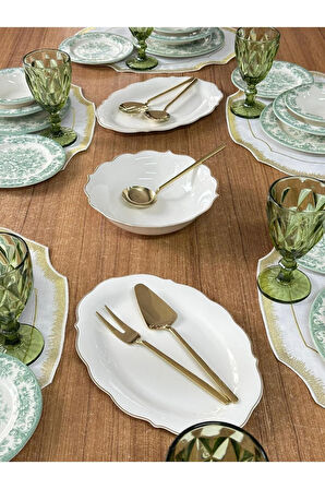 Kosova Yemek Takımı 44 Parça 6 Kişilik Green Rosabella