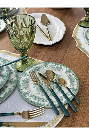 Kosova Yemek Takımı 86 Parça 6 Kişilik Green Rosabella