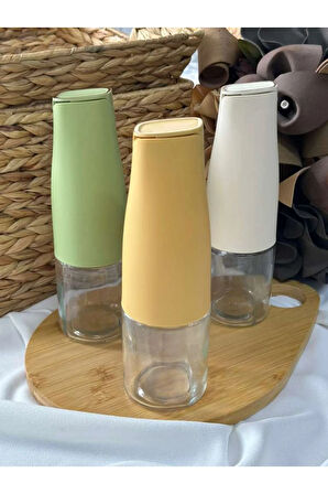 Sarı & Cam Yağdanlık 500ml -Otomatik Kapak Stilli / Damlatmayan Ağızlı / Yağlık / Sosluk