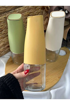 Sarı & Cam Yağdanlık 500ml -Otomatik Kapak Stilli / Damlatmayan Ağızlı / Yağlık / Sosluk