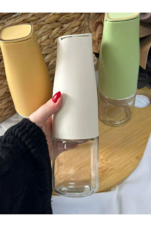 Beyaz & Cam Yağdanlık 500ml - Otomatik Kapak Stilli / Damlatmayan Ağızlı / Yağlık / Sosluk - TEKLİ