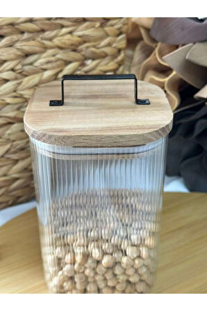 Akasya Kapaklı Cam Saklama Kavanozu 1500 ML - TEKLİ