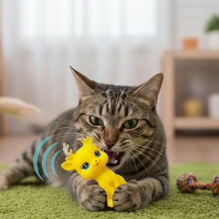 Eğlenceli Kedi Malzemesi Günlük Aktivite Gereci Evcil Hayvan Sesli Geyik Şeklinde Plastik Oyuncak