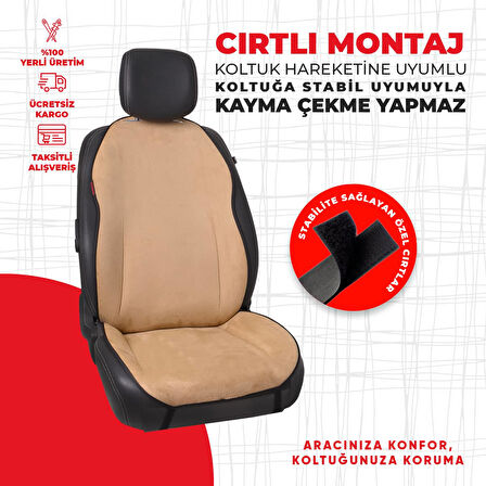 Krem Süet kumaş ön ikili oto minderi