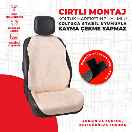 Krem Süet kumaş ön ikili oto minderi