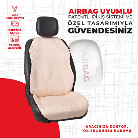Krem Süet kumaş ön ikili oto minderi