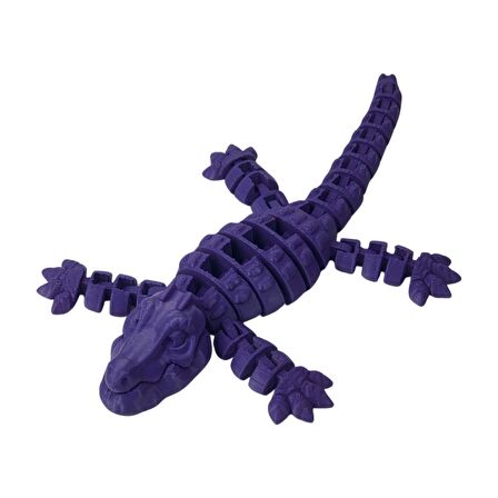 3D Hareketli Timsah Figürlü Oyuncak & Masa Dekoru - Mor