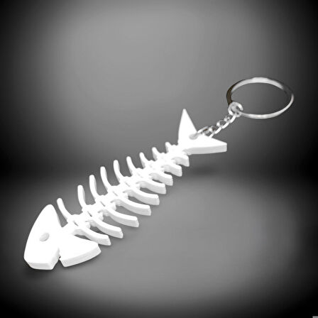 3D Haraketli Balık Anahtarlık - Beyaz