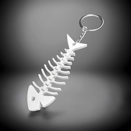 3D Haraketli Balık Anahtarlık - Beyaz