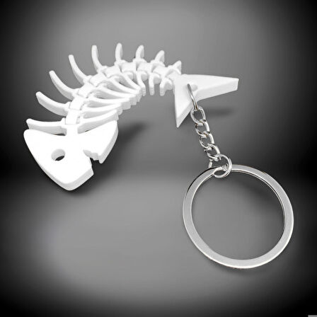 3D Haraketli Balık Anahtarlık - Beyaz