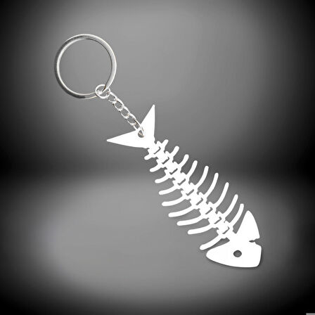 3D Haraketli Balık Anahtarlık - Beyaz