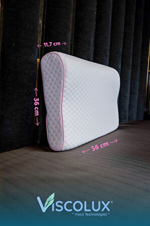 Medium Boy Ortopedik Yastık - Boyun Destekli Visco Yastık Pembe 56x36x11/7