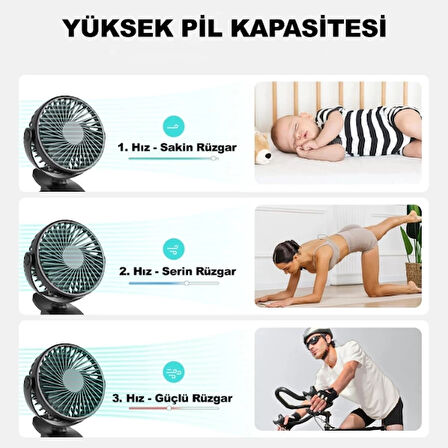 MDB Masaüstü Şarjlı Klipsli Portatif Fan