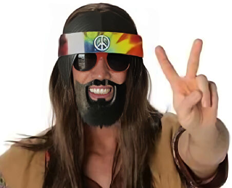 MDB Siyah Saçlı Bandana Hippi Parti Gözlüğü