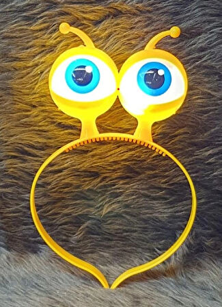 MDB Led Işıklı &amp; Pilli Uzaylı Göz Parti Tacı Sarı Renk