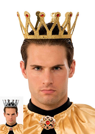 Altın Renk Çocuk ve Yetişkin Uyumlu Kral Tacı