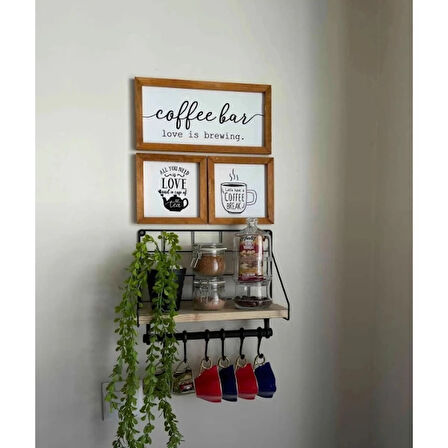 MDB Metal Askılıklı Kahve Köşesi Rafı