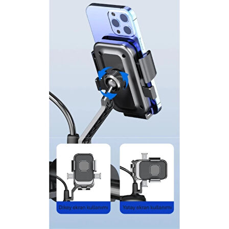 MDB 360° Dikiz Aynası Bisiklet Motosiklet Telefon Tutucu