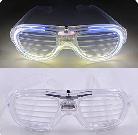 MDB Beyaz Led Işıklı Parti Gözlüğü - Neon 3 Modlu