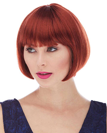 MDB Kızıl Renk Düz Kesim Astarlı Küt Parti Peruğu