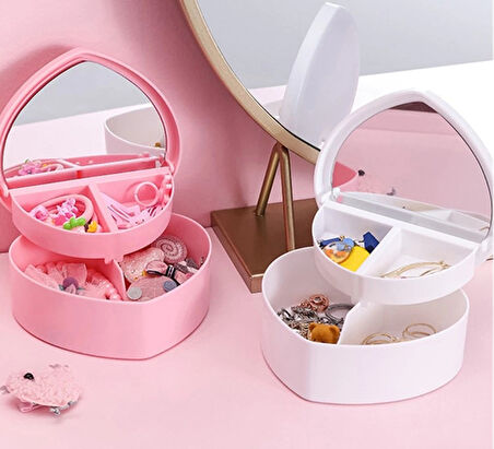 MDB Kalp Tasarımlı Aynalı Takı Saklama Kutusu