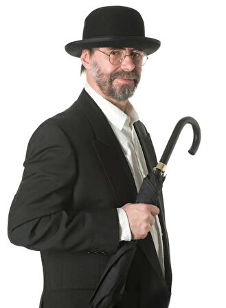 Siyah Renk Yetişkin Boy Retro Bowler Derby Şapkası 58 cm