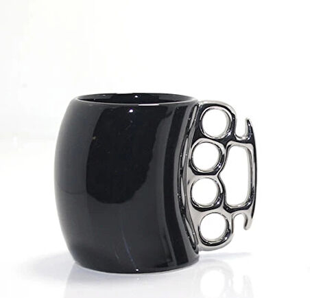 MDB Porselen Muşta Tasarımlı Kupa Bardak Siyah