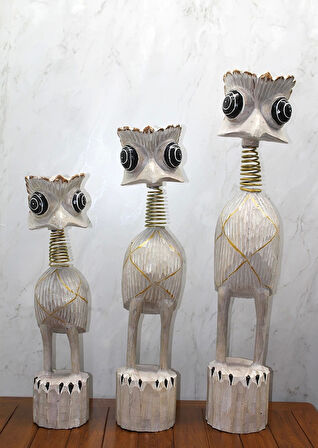 Ahşap 3'lü Deve Kuşu Seti 90 Cm