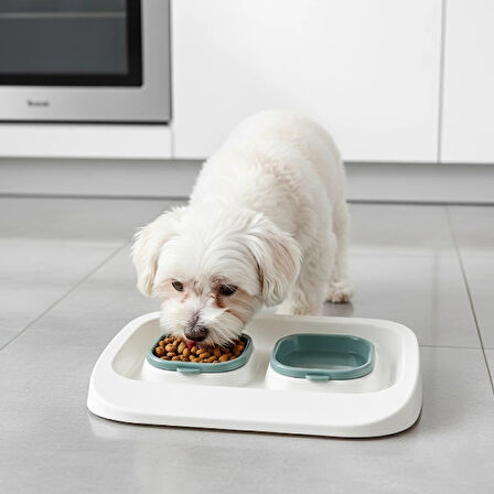 MDB Mikopet Yeşil 2'si 1 Arada Mama Ve Su Kabı