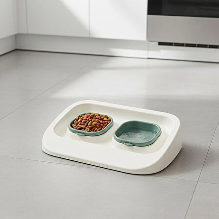 MDB Mikopet Yeşil 2'si 1 Arada Mama Ve Su Kabı