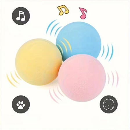 MDB Kedi Otlu 3 Sesli İnteraktif Top Kedi Oyuncağı