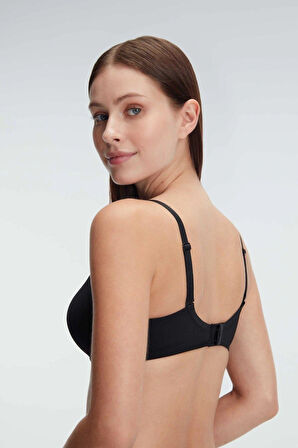 MDB MdbShop Siyah Balenli Desteksiz Dolgusuz Askıları Çıkabilen Günlük Klasik T-Shirt Sütyeni