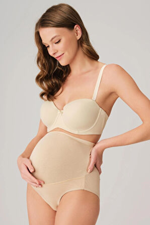 MDB Pamuk ve Modal Kumaş Yüksek Bel Ten Hamile Külodu