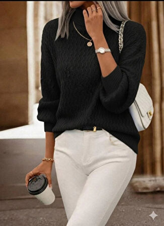 MDB Kadın Uzun Kollu Balıkçı Yaka Triko Bluz