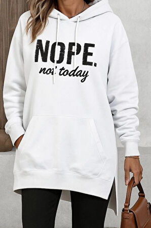 MDB Kadın Uzun Kollu Kapşonlu Bağcıklı Viskon Iki Iplik Sweat