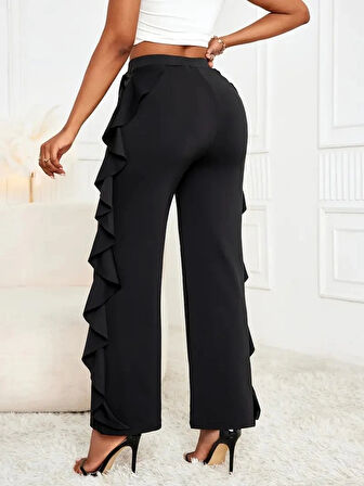 MDB Kadın Yüksek Bel Yanları Volanlı Cepli Sandy Pantolon
