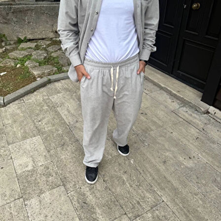 MDB Erkek Fitilli Kadife Cepli Buggy Pantolon Oversize Rahat Kalıp  Gri