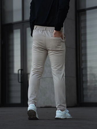 MDB Erkek Diagonel ikro Dokulu Cepli Pantolon  Bej