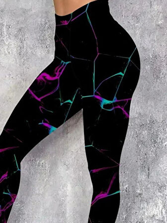 MDB Kadın Yüksek Bel Renk Detaylı Dalgıç Tayt