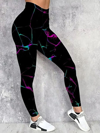 MDB Kadın Yüksek Bel Renk Detaylı Dalgıç Tayt