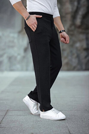 MDB Erkek Paça Yırtmaçlı Burgu elanik Dokulu Jogger Buggy Pantalon Rahat Kalıp  iyah