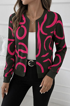 MDB Kadın Uzun Kollu önden Fermuarlı Kısa şardonlu Dalgıç Ceket