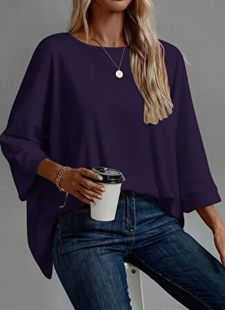 MDB Kadın Truvakar Kollu Bisiklet Yaka Viskon Bluz