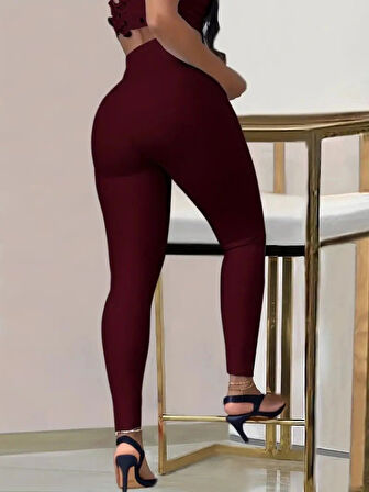 MDB Kadın Yüksek Bel Belden Toka Detaylı Dalgıç Tayt