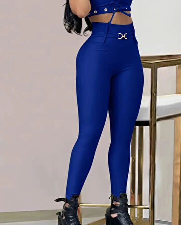 MDB Kadın Yüksek Bel Belden Toka Detaylı Dalgıç Tayt