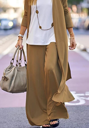 MDB Kadın Uzun Kollu önü Açık Viskon Ceket Ve Pantolon Ikili Takım