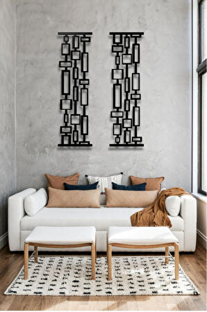GEOMETRİK 2 Lİ METAL DUVAR DEKORU SETİ