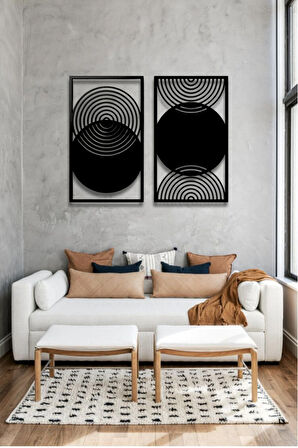 BOHEM STİL MODERN 2 Lİ METAL DUVAR DEKORU SETİ
