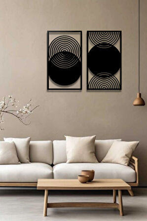 BOHEM STİL MODERN 2 Lİ METAL DUVAR DEKORU SETİ